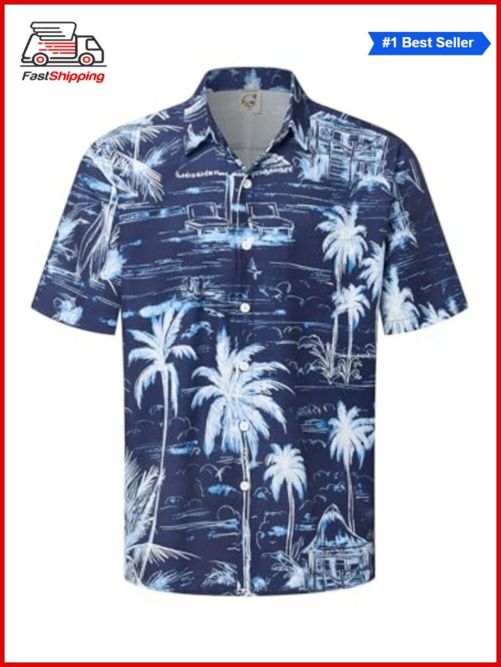 ✨Hardaddy Men's Hawaiian Shirt Coconut Print Button Down Short Sleeve Beach